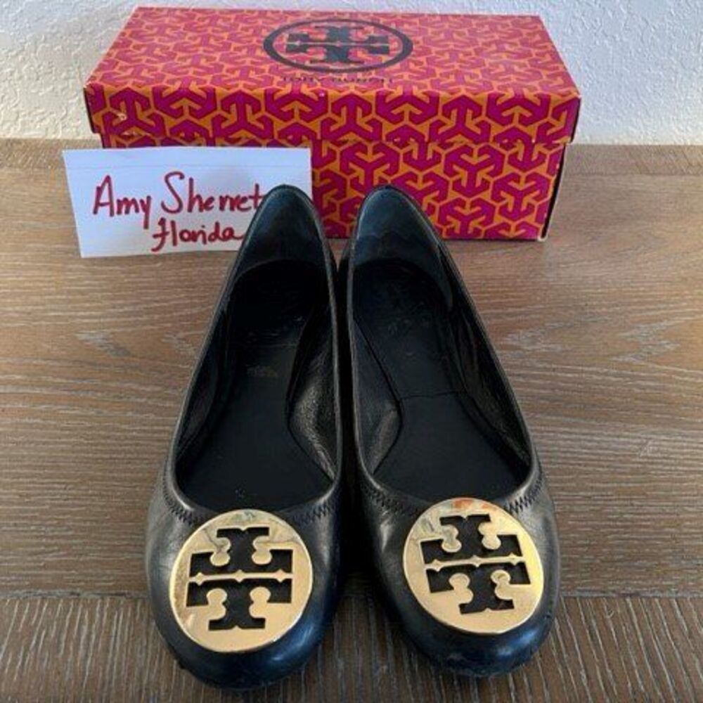 Tory Burch Sz 9.0 Black & Gold Flats